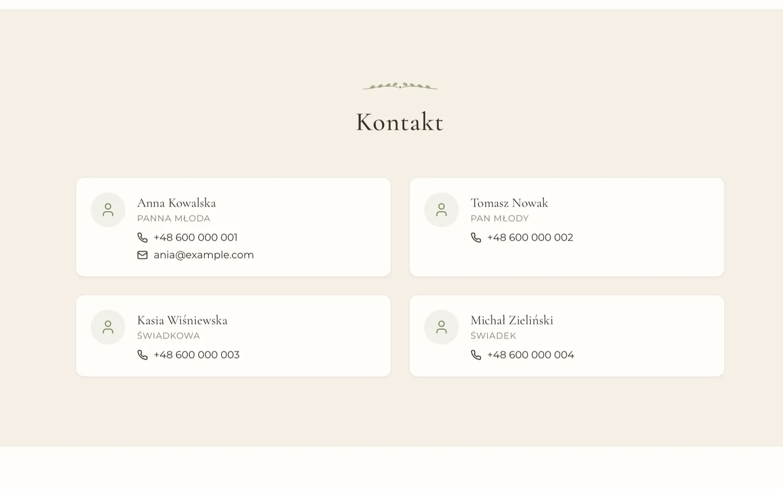Podgląd: Kontakt i Q&A